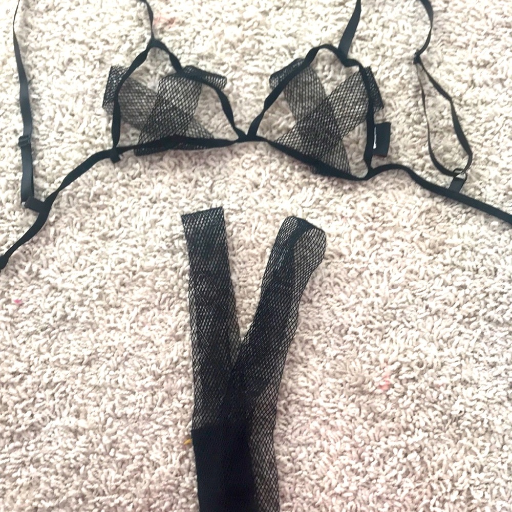 Black very sexy bra and panty in net form